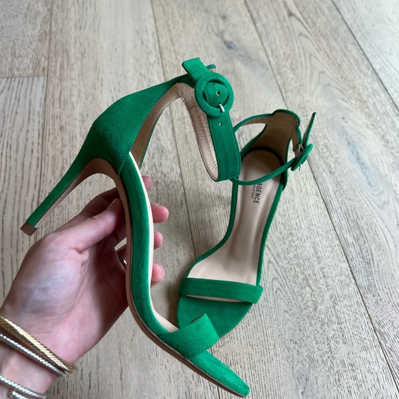 L’AGENCE Green Real Leather and Velvet Heels NWOT - Picture 10 of 11